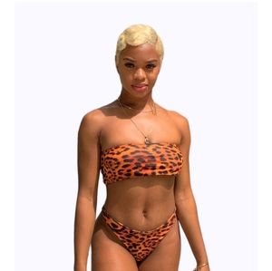 Tube top animal print cheeky bikini